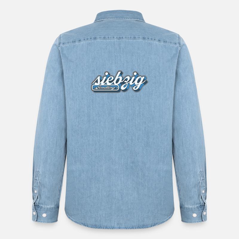 Sendling siebzig Retro München089 Minga 089  - Männer Jeanshemd Organic von Stanley/Stella - verwaschenes Hellblau