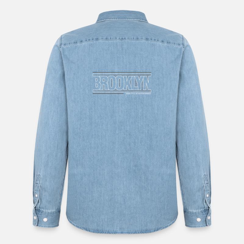 Winde der Skyline von Brooklyn Silhouette - Männer Jeanshemd Organic von Stanley/Stella - verwaschenes Hellblau