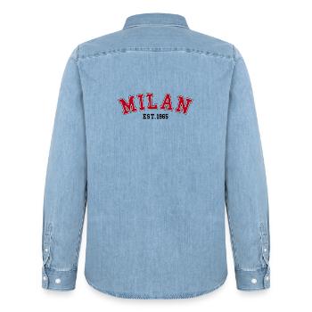 Milan_Est_1965 - Männer Jeanshemd Organic von Stanley/Stella - verwaschenes Hellblau - Hinten - AI Model Male 185 light (185cm)