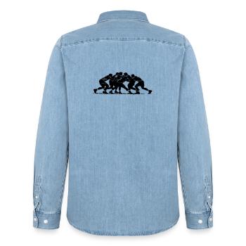 Silhouette de mêlée de rugby - Chemise en denim homme bio Stanley/Stella - bleu clair délavé - Dos - AI Model Male 185 light (185cm)