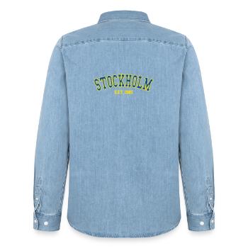 Stockholm Est.1985 - Männer Jeanshemd Organic von Stanley/Stella - verwaschenes Hellblau - Hinten - AI Model Male 185 light (185cm)