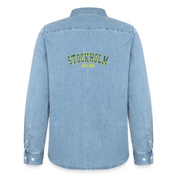 Stockholm Est.1975 - Männer Jeanshemd Organic von Stanley/Stella - verwaschenes Hellblau - Hinten - AI Model Male 185 light (185cm)