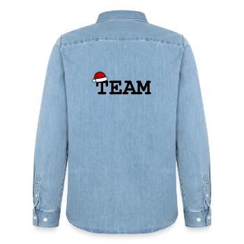 Team Christmas Christmas Hat - Men’s Organic Denim Shirt by Stanley/Stella - light wash - Back - AI Model Male 185 light (185cm)