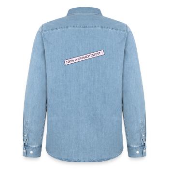 Noël à 100 % - Chemise en denim homme bio Stanley/Stella - bleu clair délavé - Dos - AI Model Male 185 light (185cm)