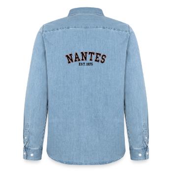 Nantes Est. 1975 - Men’s Organic Denim Shirt by Stanley/Stella - light wash - Back - AI Model Male 185 light (185cm)