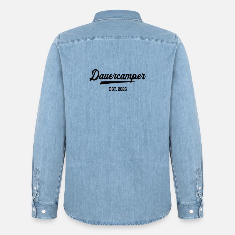 Dauercamper 2026 Camping Camper Dauercamping  - Männer Jeanshemd Organic von Stanley/Stella - verwaschenes Hellblau