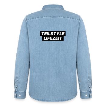 TEILSTYLE LIFEZEIT - Männer Jeanshemd Organic von Stanley/Stella - verwaschenes Hellblau - Hinten - AI Model Male 185 light (185cm)