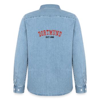 Dortmund Est. 1996 - Men’s Organic Denim Shirt by Stanley/Stella - light wash - Back - AI Model Male 185 light (185cm)