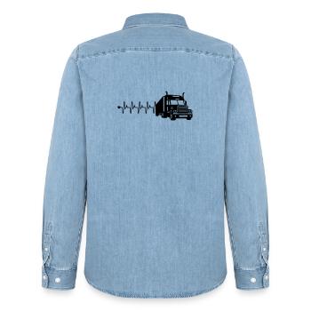 Fréquence cardiaque des camions - Chemise en denim homme bio Stanley/Stella - bleu clair délavé - Dos - AI Model Male 185 light (185cm)