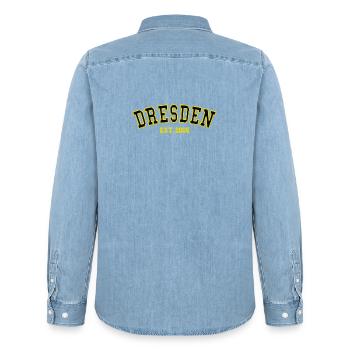Dresden gegründet 2006 - Männer Jeanshemd Organic von Stanley/Stella - verwaschenes Hellblau - Hinten - AI Model Male 185 light (185cm)