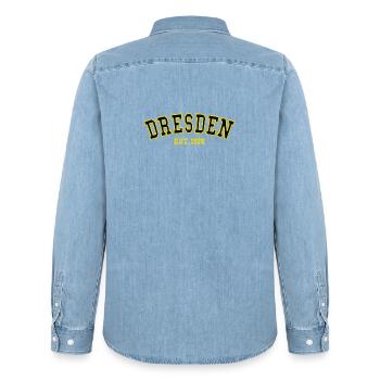 Dresden gegründet 1976 - Männer Jeanshemd Organic von Stanley/Stella - verwaschenes Hellblau - Hinten - AI Model Male 185 light (185cm)