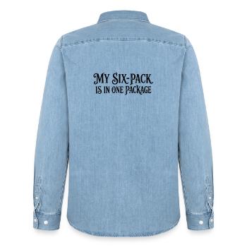 Mon pack de six est dans un seul paquet - Faute de frappe drôle de fitness - Chemise en denim homme bio Stanley/Stella - bleu clair délavé - Dos - AI Model Male 185 light (185cm)