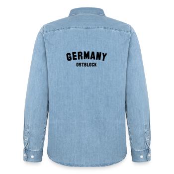 OSTBLOCK - Männer Jeanshemd Organic von Stanley/Stella - verwaschenes Hellblau - Hinten - AI Model Male 185 light (185cm)