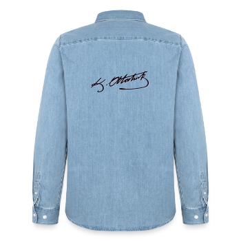 Mustafa Kemal Atatürk imza - Männer Jeanshemd Organic von Stanley/Stella - verwaschenes Hellblau - Hinten - AI Model Male 185 light (185cm)