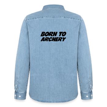 Born to Archery - Chemise en denim homme bio Stanley/Stella - bleu clair délavé - Dos - AI Model Male 185 light (185cm)