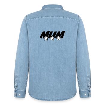 Best Mom - Mother's Day - Men’s Organic Denim Shirt by Stanley/Stella - light wash - Back - AI Model Male 185 light (185cm)