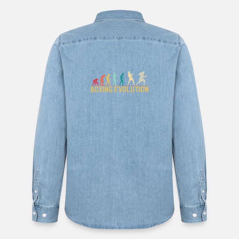 Boxen Evolution Progression Design - Männer Jeanshemd Organic von Stanley/Stella - verwaschenes Hellblau