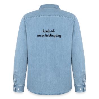 heute_ist_mein_lieblingstag_-_cool - Männer Jeanshemd Organic von Stanley/Stella - verwaschenes Hellblau - Hinten - AI Model Male 185 light (185cm)