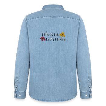 Thanks for everything - Men’s Organic Denim Shirt by Stanley/Stella - light wash - Back - AI Model Male 185 light (185cm)