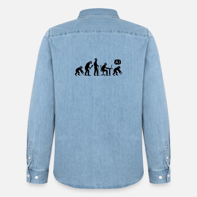 AI-volution - Männer Jeanshemd Organic von Stanley/Stella - verwaschenes Hellblau