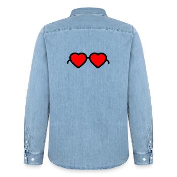 Lunettes pour cœur - Chemise en denim homme bio Stanley/Stella - bleu clair délavé - Dos - AI Model Male 185 light (185cm)