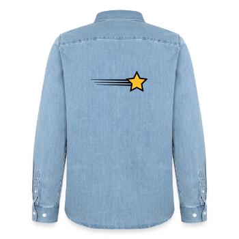 6061912 121727179 Stern - Männer Jeanshemd Organic von Stanley/Stella - verwaschenes Hellblau - Hinten - AI Model Male 185 light (185cm)