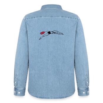 Rettungsschwimmer Tauch - Männer Jeanshemd Organic von Stanley/Stella - verwaschenes Hellblau - Hinten - AI Model Male 185 light (185cm)