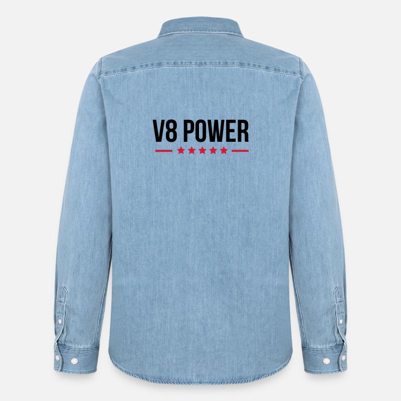 V8 Power - Männer Jeanshemd Organic von Stanley/Stella - verwaschenes Hellblau