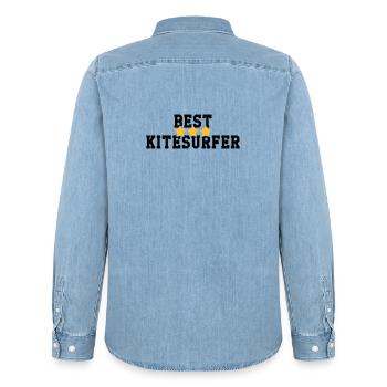 Kitesurfen / Kitesurfer / Kiteboarden / Kitesurf - Männer Jeanshemd Organic von Stanley/Stella - verwaschenes Hellblau - Hinten - AI Model Male 185 light (185cm)