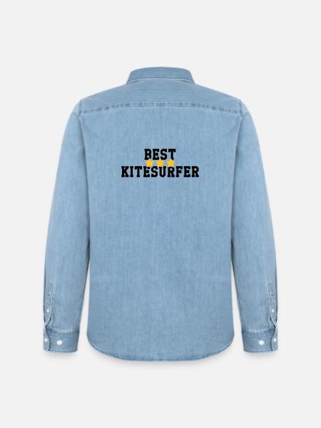 Kiteboarding Kitesurfing Kitesurf Kitesurfer - Men’s Organic Denim Shirt by Stanley/Stella - light wash