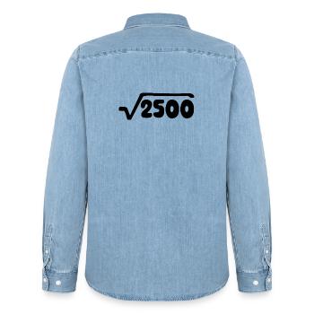 50th Birthday - Anniversary - Men’s Organic Denim Shirt by Stanley/Stella - light wash - Back - AI Model Male 185 light (185cm)