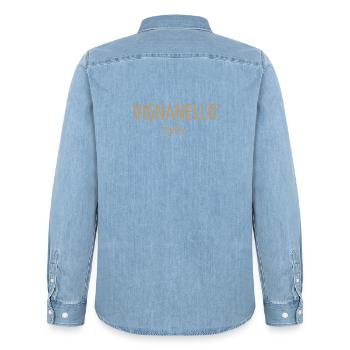 Vignanello Italia  - Men’s Organic Denim Shirt by Stanley/Stella - light wash - Back - AI Model Male 185 light (185cm)