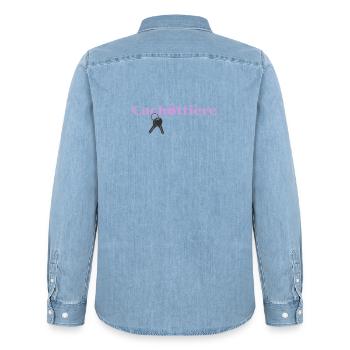 Cachottière Clés et Mystère - Chemise en denim homme bio Stanley/Stella - bleu clair délavé - Dos - AI Model Male 185 light (185cm)