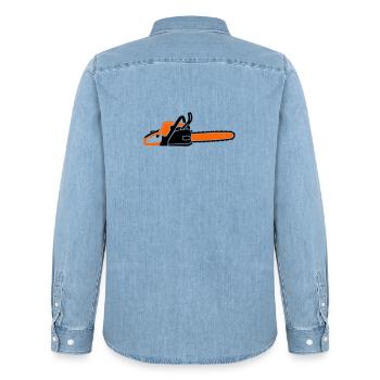 Tronçonneuse Tronçonneuse Bûcheron Bûcheron - Chemise en denim homme bio Stanley/Stella - bleu clair délavé - Dos - AI Model Male 185 light (185cm)