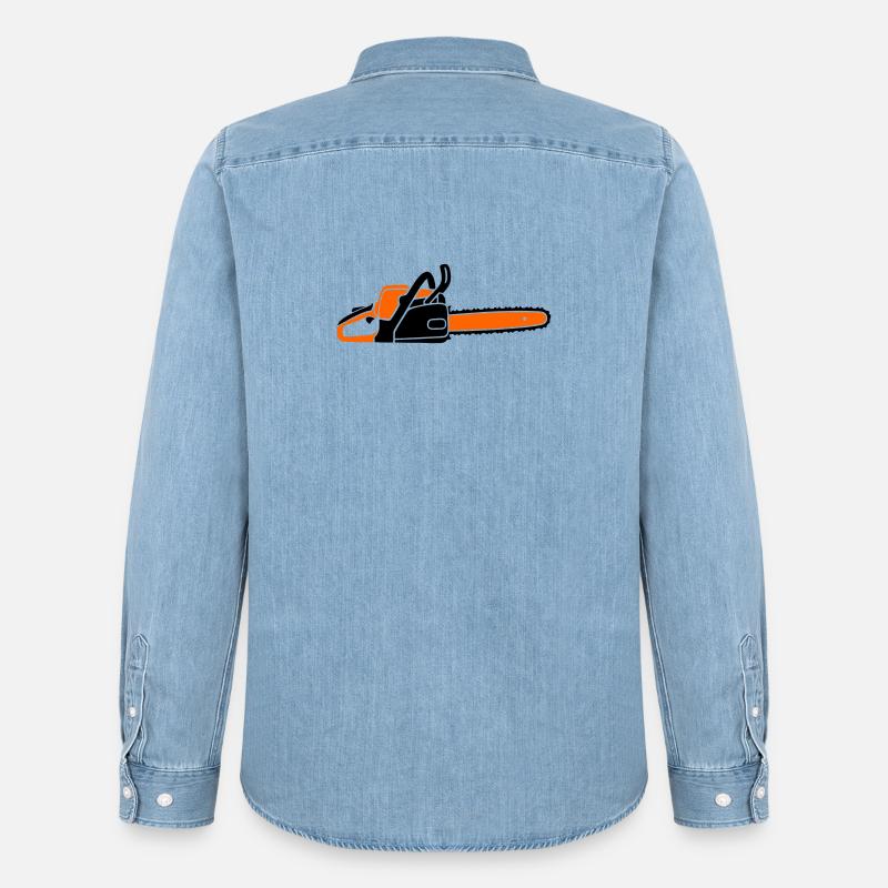 Tronçonneuse Tronçonneuse Bûcheron Bûcheron - Chemise en denim homme bio Stanley/Stella - bleu clair délavé