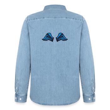 wings - Männer Jeanshemd Organic von Stanley/Stella - verwaschenes Hellblau - Hinten - AI Model Male 185 light (185cm)