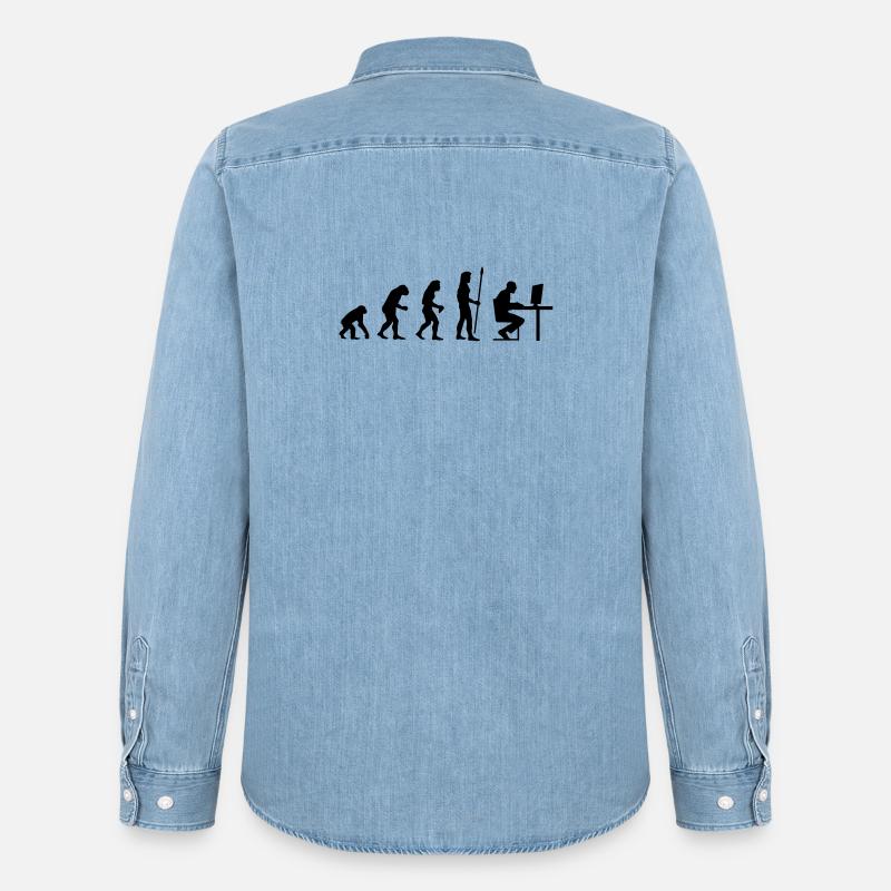 evolution_pc_3 - Chemise en denim homme bio Stanley/Stella - bleu clair délavé