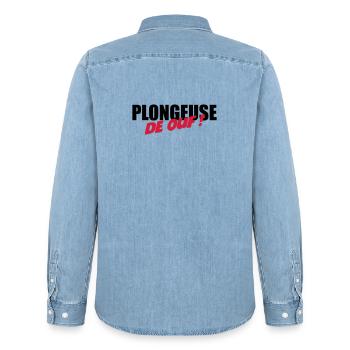 Plongeuse de ouf ! - Chemise en denim homme bio Stanley/Stella - bleu clair délavé - Dos - AI Model Male 185 light (185cm)