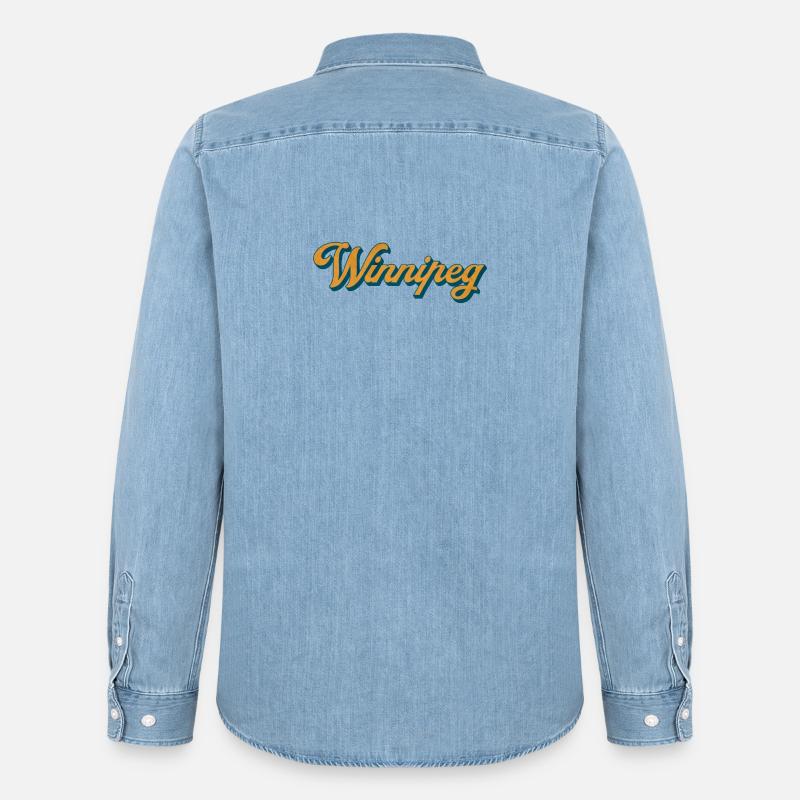 Winnipeg Retro Script - Männer Jeanshemd Organic von Stanley/Stella - verwaschenes Hellblau