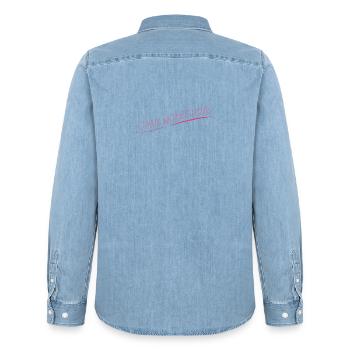 love is calling - Männer Jeanshemd Organic von Stanley/Stella - verwaschenes Hellblau - Hinten - AI Model Male 185 light (185cm)