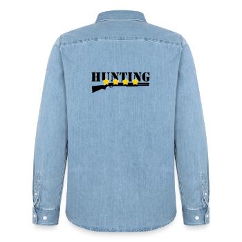 Hunting - Hunter - Men’s Organic Denim Shirt by Stanley/Stella - light wash - Back - AI Model Male 185 light (185cm)
