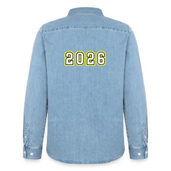 2026 Jahr - Männer Jeanshemd Organic von Stanley/Stella - verwaschenes Hellblau - Hinten - AI Model Male 185 light (185cm)