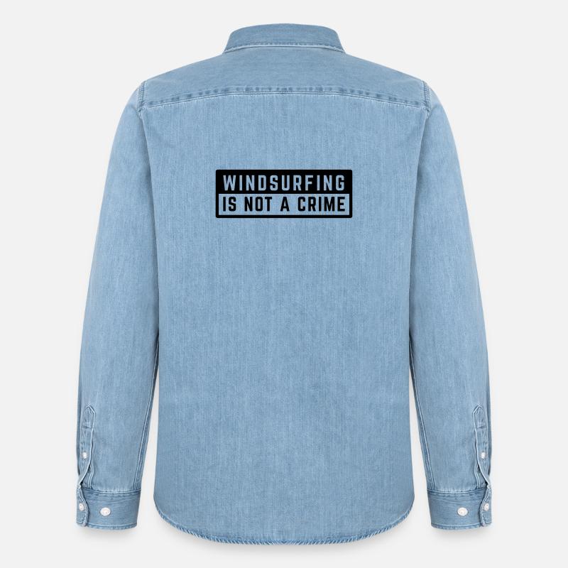 WINDSURFING IS NOT A CRIME - SURF  - Männer Jeanshemd Organic von Stanley/Stella - verwaschenes Hellblau