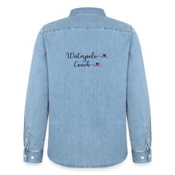 Waterpolo Coach with a Heart Design - Men’s Organic Denim Shirt by Stanley/Stella - light wash - Back - AI Model Male 185 light (185cm)
