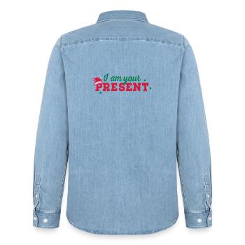 Christmas - Men’s Organic Denim Shirt by Stanley/Stella - light wash - Back - AI Model Male 185 light (185cm)