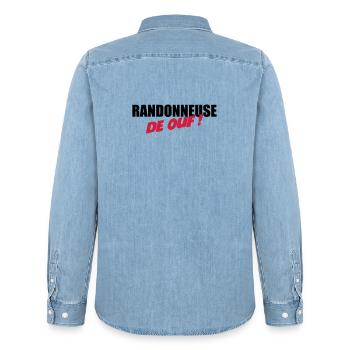Randonneuse de ouf ! - Chemise en denim homme bio Stanley/Stella - bleu clair délavé - Dos - AI Model Male 185 light (185cm)