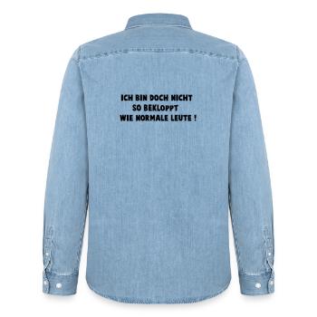 Bekloppt wie Normale - Männer Jeanshemd Organic von Stanley/Stella - verwaschenes Hellblau - Hinten - AI Model Male 185 light (185cm)