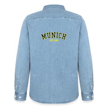 Munich_Est_1985 - Männer Jeanshemd Organic von Stanley/Stella - verwaschenes Hellblau - Hinten - AI Model Male 185 light (185cm)