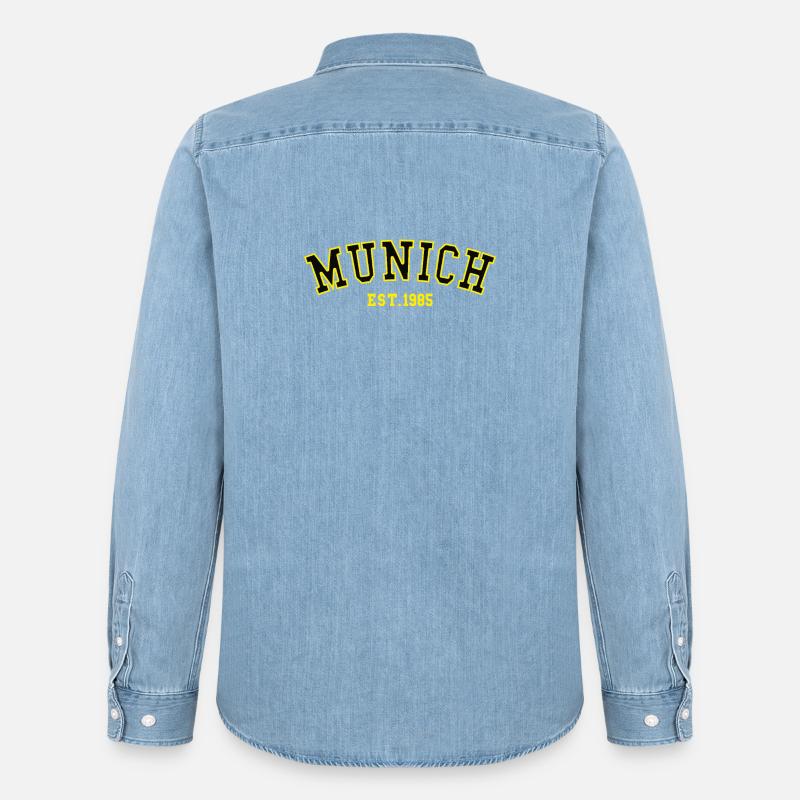 Munich_Est_1985 - Männer Jeanshemd Organic von Stanley/Stella - verwaschenes Hellblau