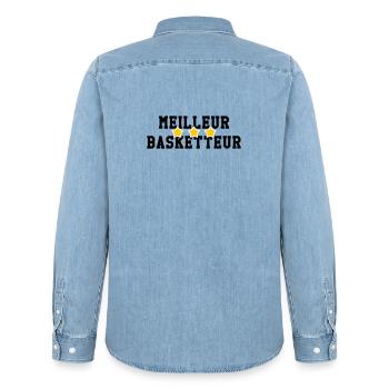 Bester Basketballspieler - Männer Jeanshemd Organic von Stanley/Stella - verwaschenes Hellblau - Hinten - AI Model Male 185 light (185cm)
